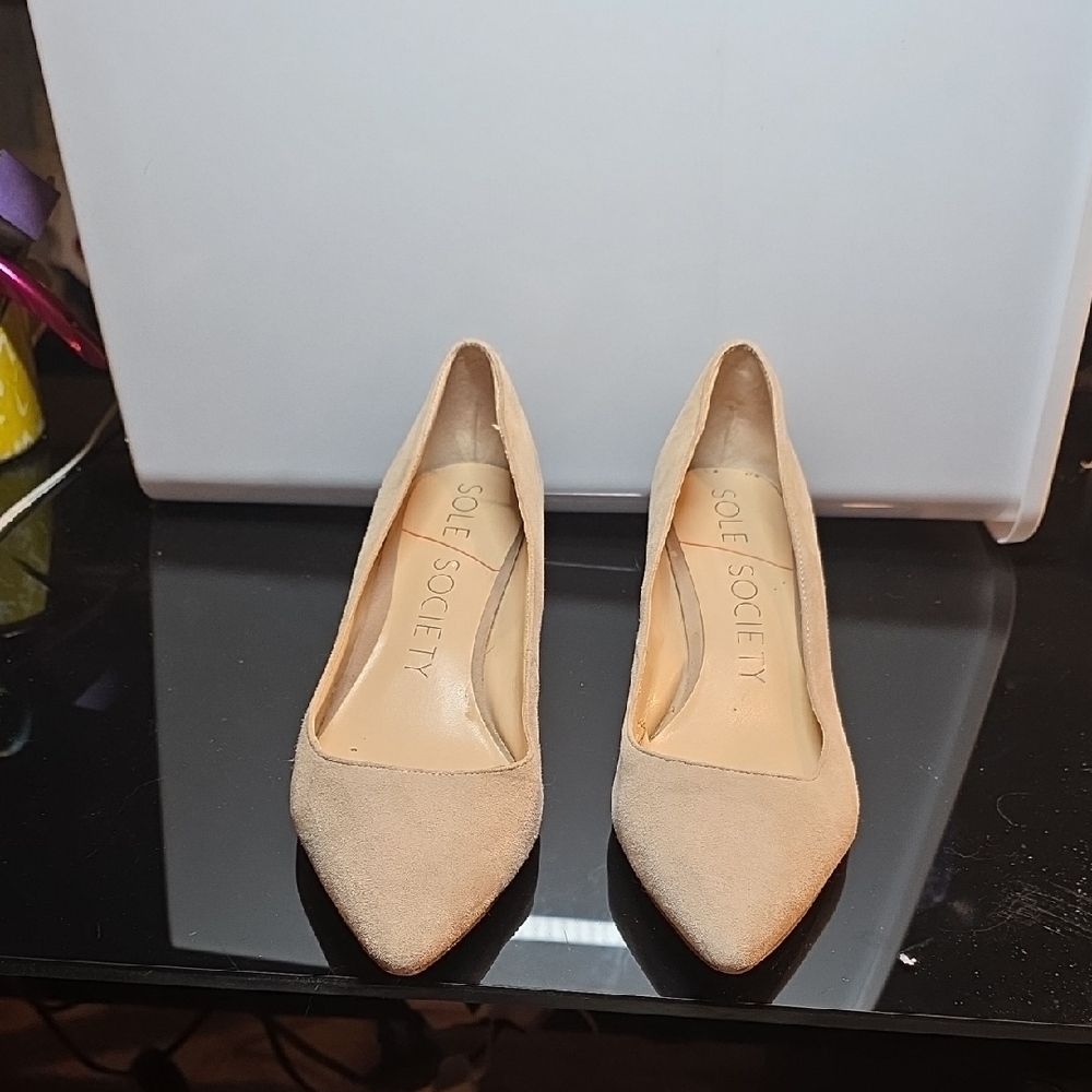 Sole Society Beige Suede Block Heels - Picture 7 of 7